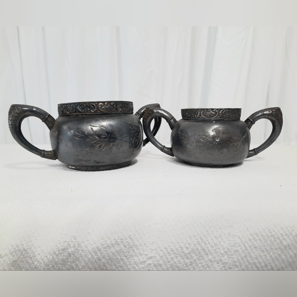 Antique Quadruple Plated Silver Sugar Bowls Patina Lexington Company Lot of 2